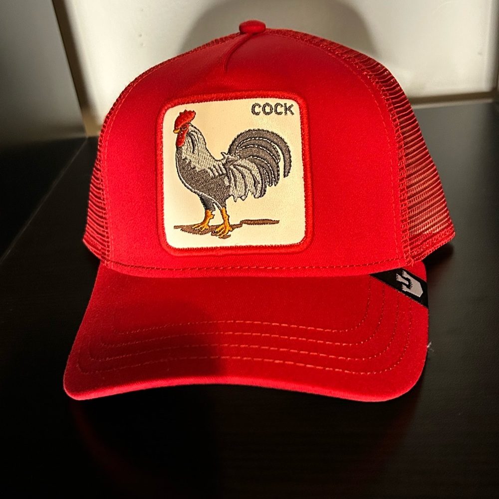 GOORIN BROS  HAT THE FARM Red Rooster Patch Trucker Hat